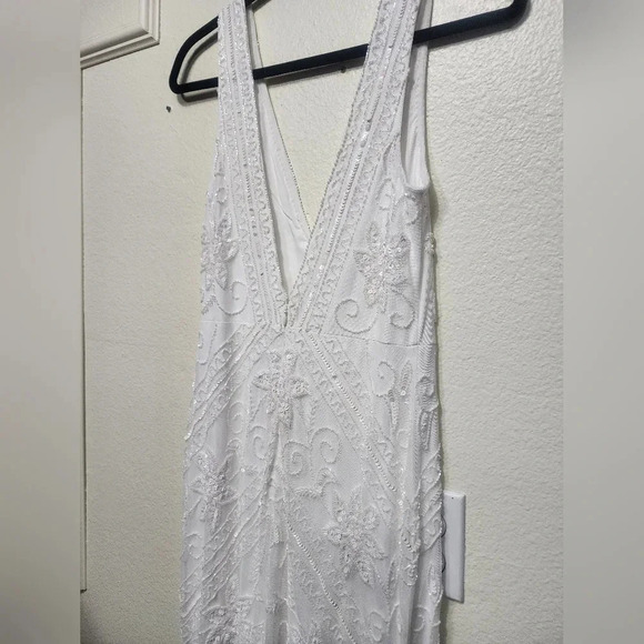 Lulus The Sweetest Vows White Beaded Sequin Mermaid Maxi Dress Wedding Bridal - Picture 12 of 14